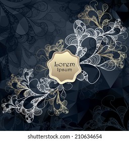 Abstract doodle style triangles background dark blue gold  for advertising something