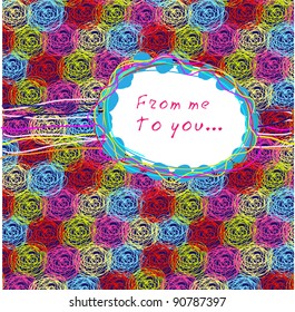Abstract doodle tangles background with a text frame