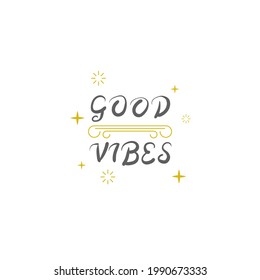 Abstract Doodle Text Good Vibes Card Hand Draw Lettering Vector Design Style Template For Poster Social Banner Cards
