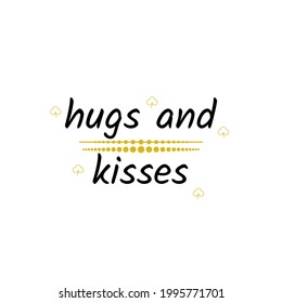 Abstract Doodle Text Hugs And Kisses Card Hand Draw Lettering Vector Design Style Template For Poster Social Banner Cards