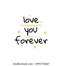 Abstract Doodle Text Love You Forever Card Hand Draw Lettering Vector Design Style Template For Poster Social Banner Cards