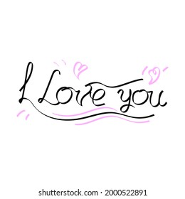 Abstract Doodle Text I Love You Card Hand Draw Lettering Vector Design Style Template For Poster Social Banner Cards