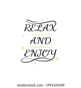 Abstract Doodle Text Relax And Enjoy Card Hand Draw Lettering Vector Design Style Template For Poster Social Banner Cards