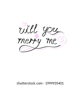 Abstract Doodle Text Will You Merry Me Card Hand Draw Lettering Vector Design Style Template For Poster Social Banner Cards