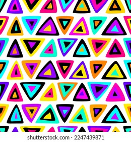 Abstract doodle triangles geometrical background. Seamless hand drawn geometric pattern. Vector illustration.