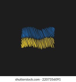 Abstract Doodle Ukraine Flag Hand Drawn