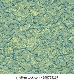 Abstract doodle wavy vector seamless pattern