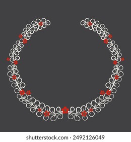 Abstractas doodle blanco manojo de hojas con bayas y corona de arco para la decoración de las Navidades de vacaciones y evento de celebración.