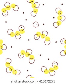 Abstract doodle yellow and white circle with dot design, japanese style background pattern seamless backdrop wallpaper. Vector image