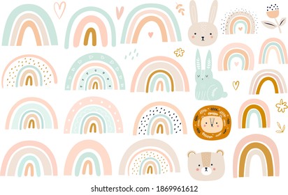 Abstract doodles. Baby animals pattern. Fabric pattern. Vector illustration with cute animals. Nursery baby pattern illustration