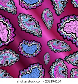 Abstract doodles floral vector pink gradient background. 