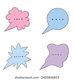abstract doodles hand drawn bubble chat icon set vector