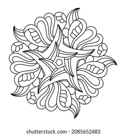 Abstract doodles Mandala for a coloring pages. Hand-drawn vector illustration.