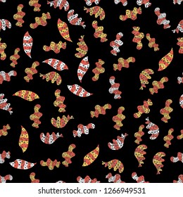 Abstract doodles pattern. Seamless Cute fabric pattern. Pattern yellow, orange and black on colors. Vector design. - stock. It can be used on mug prints, baby apparels, wallpaper, wrapping boxes etc.