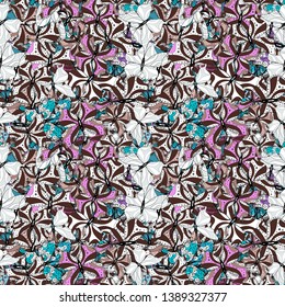 Abstract doodles pattern. Seamless Cute fabric pattern. - stock. Vector sketch. It can be used on mug prints, baby apparels, wallpaper, wrapping boxes etc. Pattern brown, gray and white on colors.