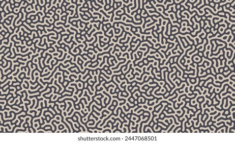 Abstract Doodles Pattern Vector Eccentric Psychedelic Grey Panoramic Background. Turing Diffusion Reaction Effect Unusual Wallpaper. Intricate Lines Structure Modern Art Crazy Illustration