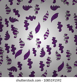 Abstract doodles pattern. White, purple and black on colors. Vector illustration. Seamless Cute fabric pattern. - stock. Nice background.