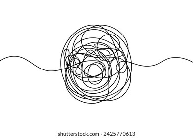 Abstract doodles. Sketch. A casual oval shape with curls inside. Vector illustration. Tangled object made of lines. Hand drawn style. Outline on isolated background. Idea for web design.