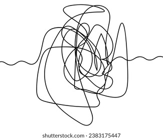 Abstract doodles. Sloppy scribbles of indeterminate shape. Sketch. Vector illustration. A hand-drawn object made of tangled lines with a beginning and an end. Outline on isolated background.