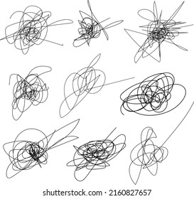 Abstract doodles. Tangled lines. Vector isolated on a white background.