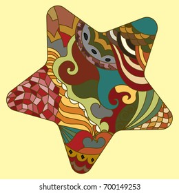 Abstract doodling illustration of a star with different texture