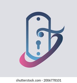 Abstract door handle logo in gradient color