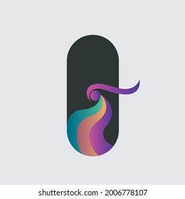 Abstract door handle logo in gradient color