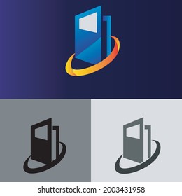 abstract door logo with gradient color