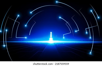 Resumen Puerta abierta Luz del fondo de la idea Hitech concepto de comunicación innovación diseño vectorial de fondo. 