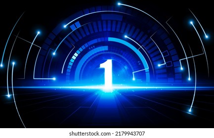 Abstract Door open Light of number 1 background Hitech communication concept innovation background vector design. 