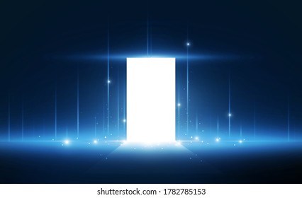 Abstract Door open Light out technology background Hitech communication concept innovation background,  vector design