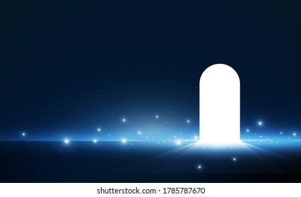 Abstract Door open Light out technology background Hitech communication concept innovation background,  vector design