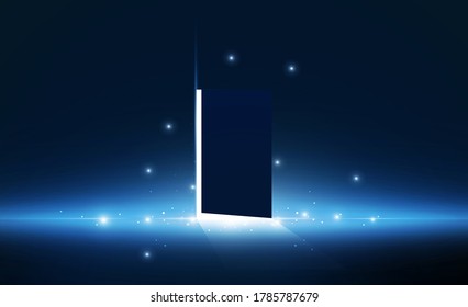 Abstract Door open Light out technology background Hitech communication concept innovation background,  vector design