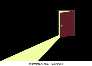 abstract door open and light shade on black room vector minimalist