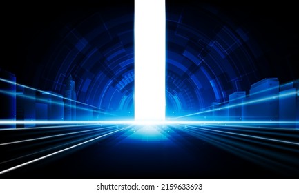 Abstract Door open Light of technology background Hitech communication concept innovation background vector design. 