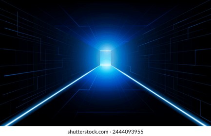 Abstract Door open Light of technology background Hitech communication concept innovation background vector design. 