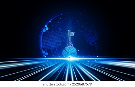 Abstract Door open Light of technology background Hitech communication concept innovation background  for planet earth with sunrise and network. vector illustration