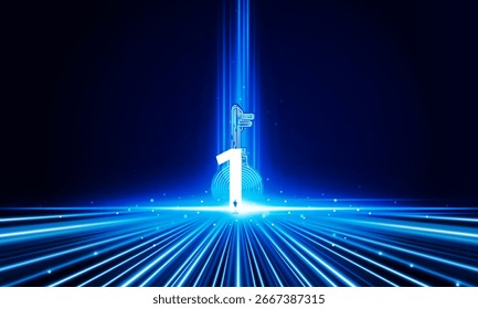 Abstract Door open Light of technology background Hitech communication concept innovation background vector design. 