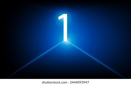 Abstract Door open Number 1 Light of technology background Hitech communication concept innovation background vector design. 