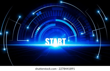 Abstract Door open start Light of technology background Hitech communication concept innovation background vector design. 