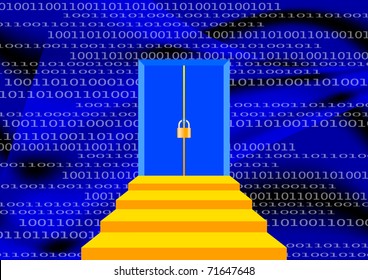 Abstract door with stairs