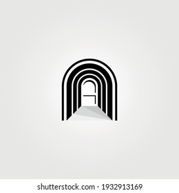 logotipo del vector de puerta abstracto en la letra de curva de pasillo n diseño de ilustración de símbolo