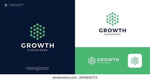 Punto Abstractas con Plantilla de diseño de logotipo de crecimiento de flecha.