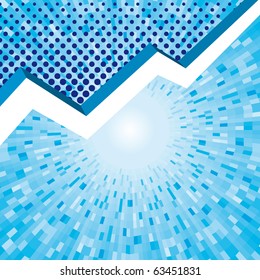 Abstract dot blue business background with graph