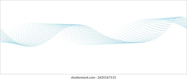 Abstract dot blue smooth wave on a white background. 