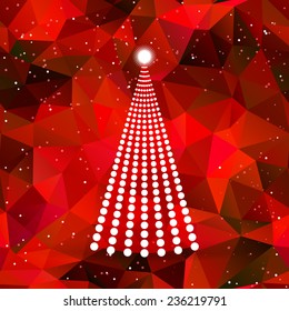 Abstract dot christmas tree with red background