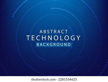 Abstract dot circle banner blue background high tech. Concept technology, innovation, big data, Ai, network, business