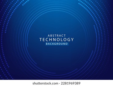 Abstract dot circle blue background high tech. Concept technology, innovation, big data, Ai, network, business, modern