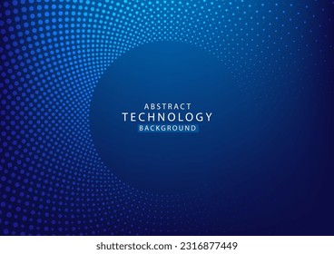 Abstract dot circle blue background high tech. Concept technology, innovation, big data, Ai, network, business, modern, vr