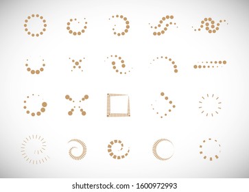 Abstract Dot Circle Icons Set. Halftone Logo Concept. 